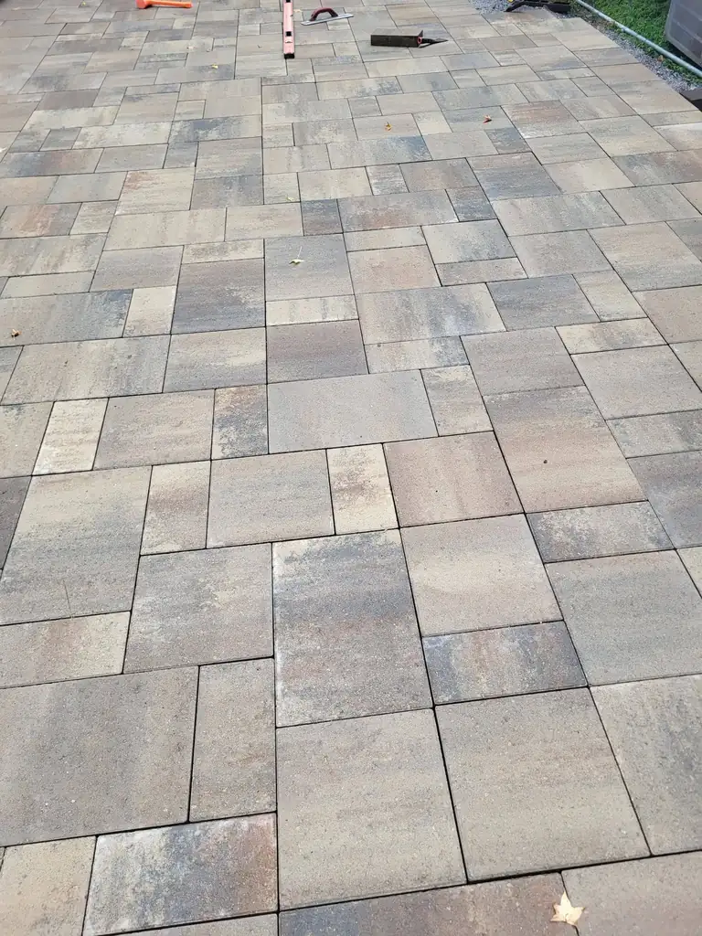 Finished large-format paver patio in Cleveland, Tennessee