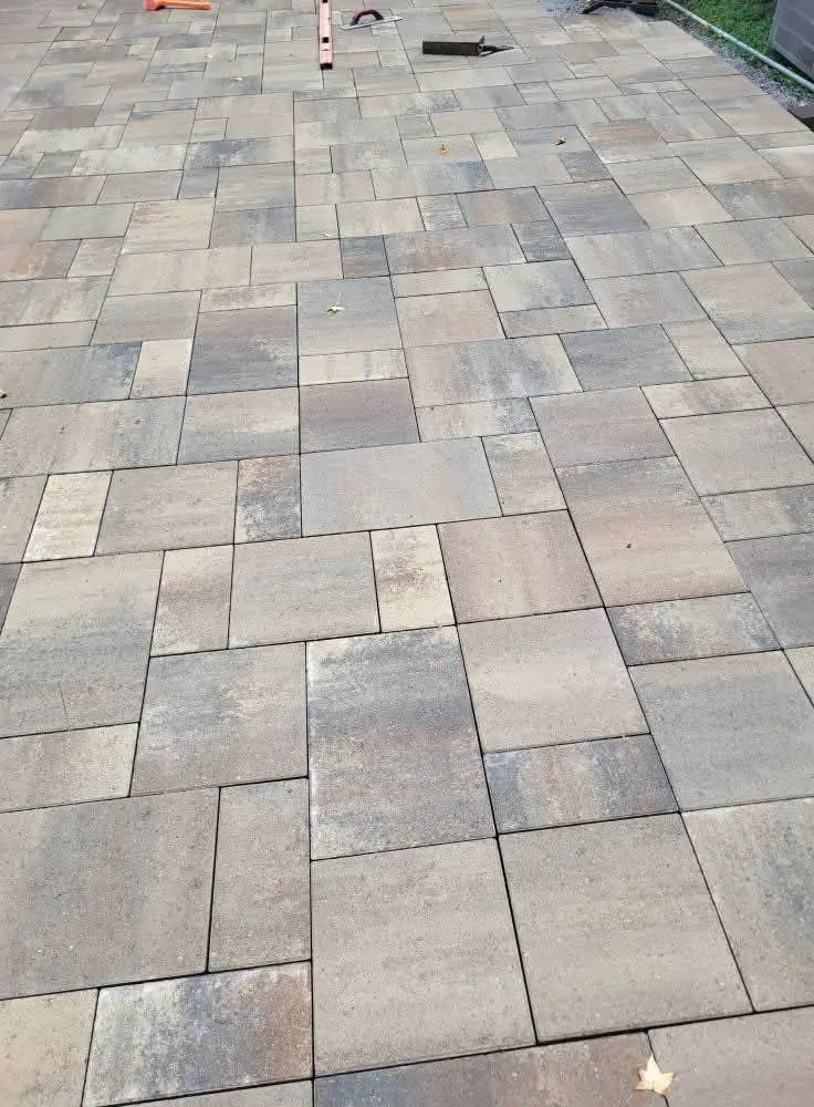 Finished paver patio seen from above in Cleveland, Tennessee