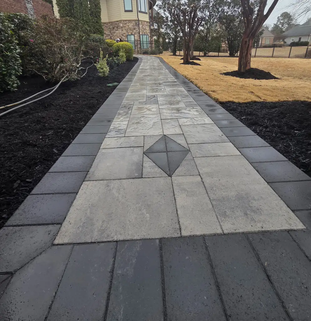 Paver walkway with a diamond inlay in Cleveland, Tennessee